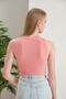 Powder Fitted Wide Piping Halter Neck Ribbed Stretchy Knitted Crop Blouse - 9