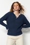 Petrol Wide Fit Color Block Knitwear Sweater TWOAW23KZ00419 - 3