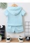 Los Angeles Printed Summer Hooded T-shirt Shorts Kids Set - 2