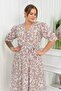 Women's Plus Size Patterned Chiffon Dress Nb8063 - Beige - 5