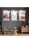 Silver Mirrored Plexiglass Framed Deer Abstract Pattern Triple Mdf Painting Set - 2