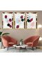 Abstract Pattern Leaf Gold Plexi Edge Triple Mdf Table Set
