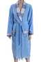 Peshtemal Towel Bathrobe Kimono Collar Plaid Blue