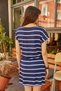 Women's Navy Blue Striped Waist Lace Dress ELB-19000475 - 4