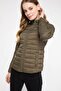 Women's Khaki Zippered Puffer Coat I6027Az.18Au.Kh261