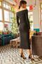 Women's Black Madonna Collar Lycra Long Dress ELB-19000752 - 4