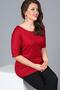 Women's Burgundy Back Low-cut Sequin Banded Half Sleeve Blouse M9313 - 2