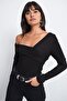 Women's Black Madonna Collar Blouse B10