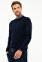 Men's Navy Blue Slim Fit Basic Knitwear Sweater - 3