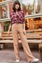 Women's Milk Coffee Corded Thick Knitwear Trousers PNT-19000055 - 4