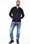 Cj141 Zippered Elastic College Collar Black Men's Coat - 3