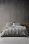 Luke Bold 100% Cotton Double Washed Yarn-Dye Striped Duvet Cover Set Anthracite - 2