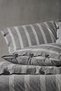 Luke Bold 100% Cotton Double Washed Yarn-Dye Striped Duvet Cover Set Anthracite - 4