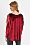 Shoulder Detailed Velvet Blouse Claret Red BDM2509 - 3
