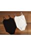 Girl's 3-Black 3-White Rope Strap Tank Top Bodysuit 9-14 Years Old 6-Piece Pack - 2