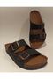 Anatomical Sole Adjustable Double Buckle Birken Model Black Women's Slippers