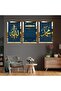 Gold Mirrored Plexiglass Framed Ayetel Kursi Allah and Haz Muhammad Word Triple Mdf Painting Set - 2
