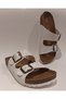 Anatomical Sole Adjustable Double Buckle Birken Model White Women's Slippers