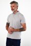 Men's Close-Fitting Basic Polo Neck Short Sleeve Solid Gray T-Shirt - 3
