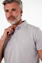 Men's Close-Fitting Basic Polo Neck Short Sleeve Solid Gray T-Shirt - 2