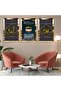 Gold Mirrored Plexiglass Framed Kaaba and Allah Hz Muhammad Word Triple Mdf Painting Set