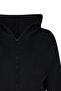 Siyah Basic Fermuarlı Kapüşonlu Crop Kalın İçi Polarlı Örme Hırka/Sweatshirt TWOAW20SW0660 - 7
