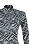 Black Zebra Patterned Padded Fitted/Flexible Snap Fastener Knitted Body TWOSS20BD0003 - 7