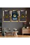 Gold Mirrored Plexiglass Framed Kaaba and Allah Hz Muhammad Word Triple Mdf Painting Set - 2