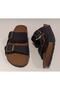 Anatomical Sole Adjustable Double Buckle Birken Model Black Women's Slippers - 7