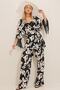 Women's Vanilla Black Tassel Detailed Kimono Jacket Set ALC-X10442 - 4