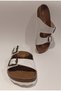 Anatomical Sole Adjustable Double Buckle Birken Model White Women's Slippers - 4