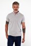Men's Close-Fitting Basic Polo Neck Short Sleeve Solid Gray T-Shirt