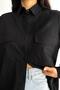 Women's Black New Season Double Pocket Oversize Shirt - 3