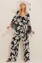 Women's Vanilla Black Tassel Detailed Kimono Jacket Set ALC-X10442