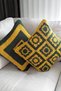 Green & Yellow - Motif Hand Knitted 2-Piece Throw Pillow Cover - Without Inner Pillow