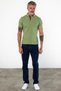 Men's Close-Fitting Basic Polo Neck Short Sleeve Solid Mint T-Shirt - 4