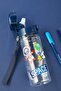Space Printed Navy Blue Polycarbonate 500 ml Water Bottle & Water Bottle with Straw and Lid