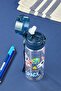 Space Printed Navy Blue Polycarbonate 500 ml Water Bottle & Water Bottle with Straw and Lid - 6