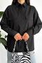 Women's Black New Season Double Pocket Oversize Shirt
