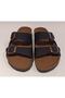 Anatomical Sole Adjustable Double Buckle Birken Model Black Women's Slippers - 6