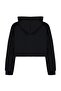 Siyah Basic Fermuarlı Kapüşonlu Crop Kalın İçi Polarlı Örme Hırka/Sweatshirt TWOAW20SW0660 - 8