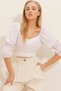 Women's White V-Neck Tie Waist Poplin Crop Blouse ALC-X10435 - 2