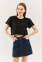 Black Oversize Comfortable 100% Cotton Combed Crew Neck Short Sleeve Basic Crop T-shirt