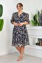 Women's Plus Size Patterned Chiffon Dress Nb8063 - Black - 4
