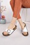 Women's Single Buckle Summer Daily Slippers White - 3