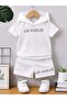 Los Angeles Printed Summer Hooded T-shirt Shorts Kids Set
