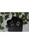 SQUARE ELIPS FLASHING METALLIC DANGLE EARRING