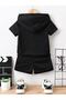 Los Angeles Printed Summer Hooded T-shirt Shorts Kids Set - 2