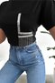 Women's Black Crew Neck Pocket Sequin and Tassel Embroidered Design 100% Cotton T-Shirt - 2