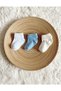 3 Pack Newborn Curled Baby Socks, 0-6 Months Blue, Cream, White Cotton Socks
